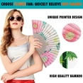thumbnail image 5 of 1pc Hand Fan Flower Design Dog Rose Rosa Canina Foldable 9inch 23cm with Bamboo Rib and Cotton Pouch, 5 of 8