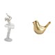 thumbnail image 1 of Figura artística de una bailarina moderna con pájaros dorados. Estatua creativa de animal para dormitorio, oficina, repisa de chimenea, sala de estar, 1 of 7