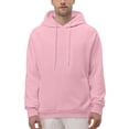 thumbnail image 2 of Domuza Men Hoodies Casual Fashion Drawstring Long Sleeve Hooded Sweatshirt Fall Winter Basic Essential Raglan Pullover with Kanga Pocket Pink L, 2 of 7