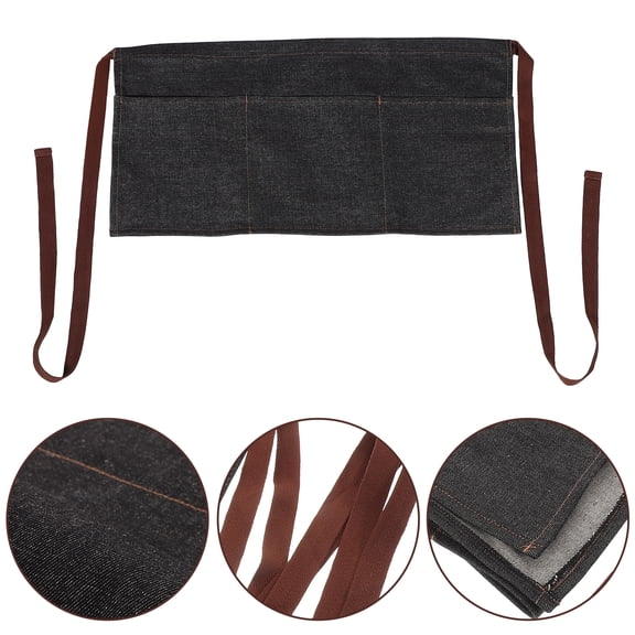 Denim Short Waist Apron With 3 Pockets Waist Apron Waiter Waitress Restaurant Gardening Apron for Home Kitchen Restaurant Work