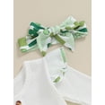 thumbnail image 6 of Suealasg Baby Girls Irish Day Outfit 3 6 9 12 18 Months Infant Girls Long Sleeve Clover Print Ruffle Romper Dress + Headband Set 0-18M 2Pcs Newborn Girl Spring Clothing, 6 of 9