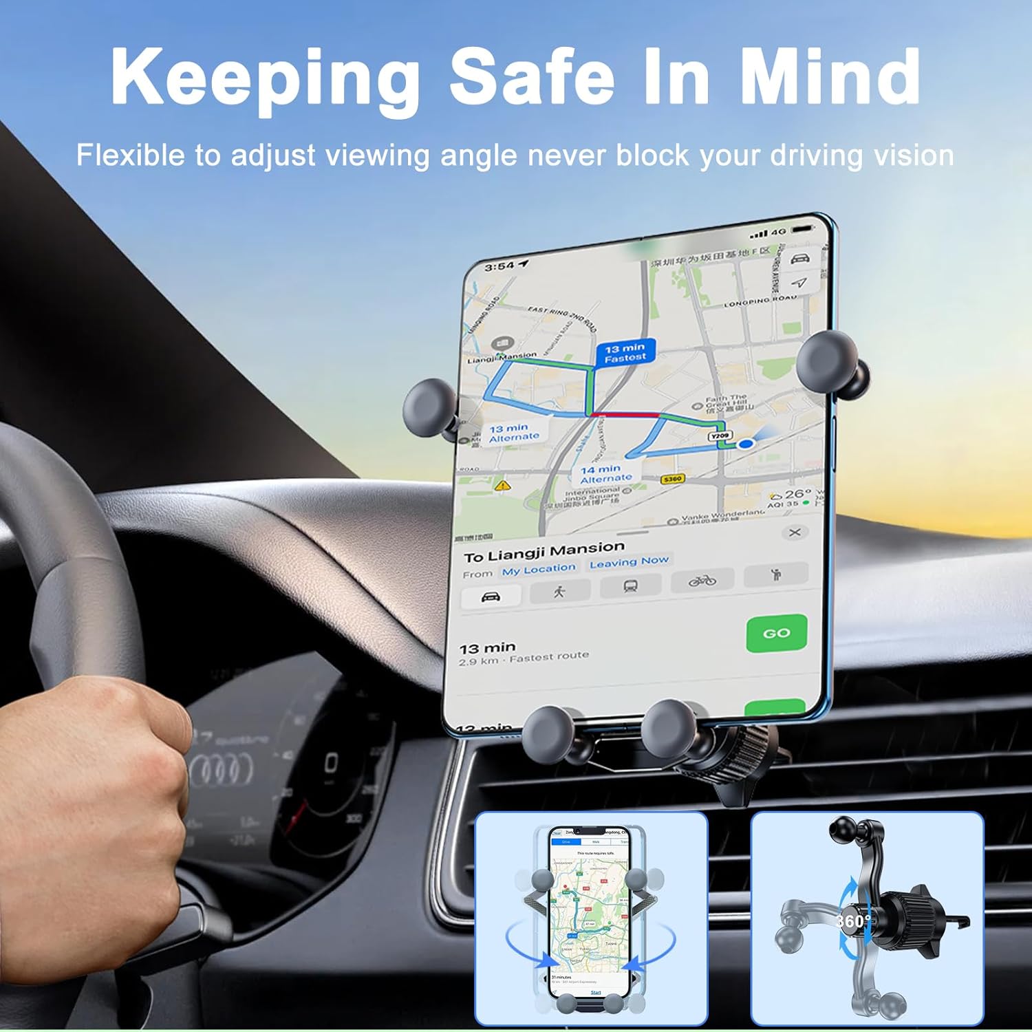Z Fold 7 6 5 4 3 2 Car Mount Accessories, [2 Forms & Thick Case Friendly] Gravity Cell Phone Holder Mount for Samasung Galaxy Fold 7 6 5 4 3 2 Google Pixel 9 Pro Fold S25 Ultra iPhone 17 16 15