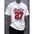 thumbnail image 1 of Chicago 27 Players Letter Print T-Shirt for Men - Medium Stretch, Round Neck, All-Season Adult Unisext Tee For Adult, Men, Women, Teen, Teenager, Adolescent, Youth., 1 of 6