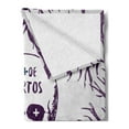 thumbnail image 2 of Mexican Soft Flannel Fleece Throw Blanket, Words with Spooky Skull Head Among Tree Branches Calaveral Carnival Holiday Graphic, Cozy Plush for Indoor and Outdoor Use, 50" x 70", Purple, by Ambesonne, 2 of 5