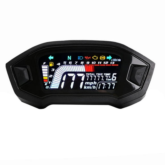 Velocímetro de motocicleta universal Digital LCD Temperatura del agua Calibrador de odómetro