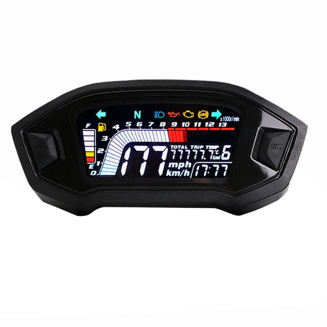 Velocímetro de motocicleta universal Digital LCD Temperatura del agua Calibrador de odómetro