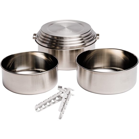 Juego de Ollas Solo Stove de 3 Piezas en Acero Inoxidable para Camping