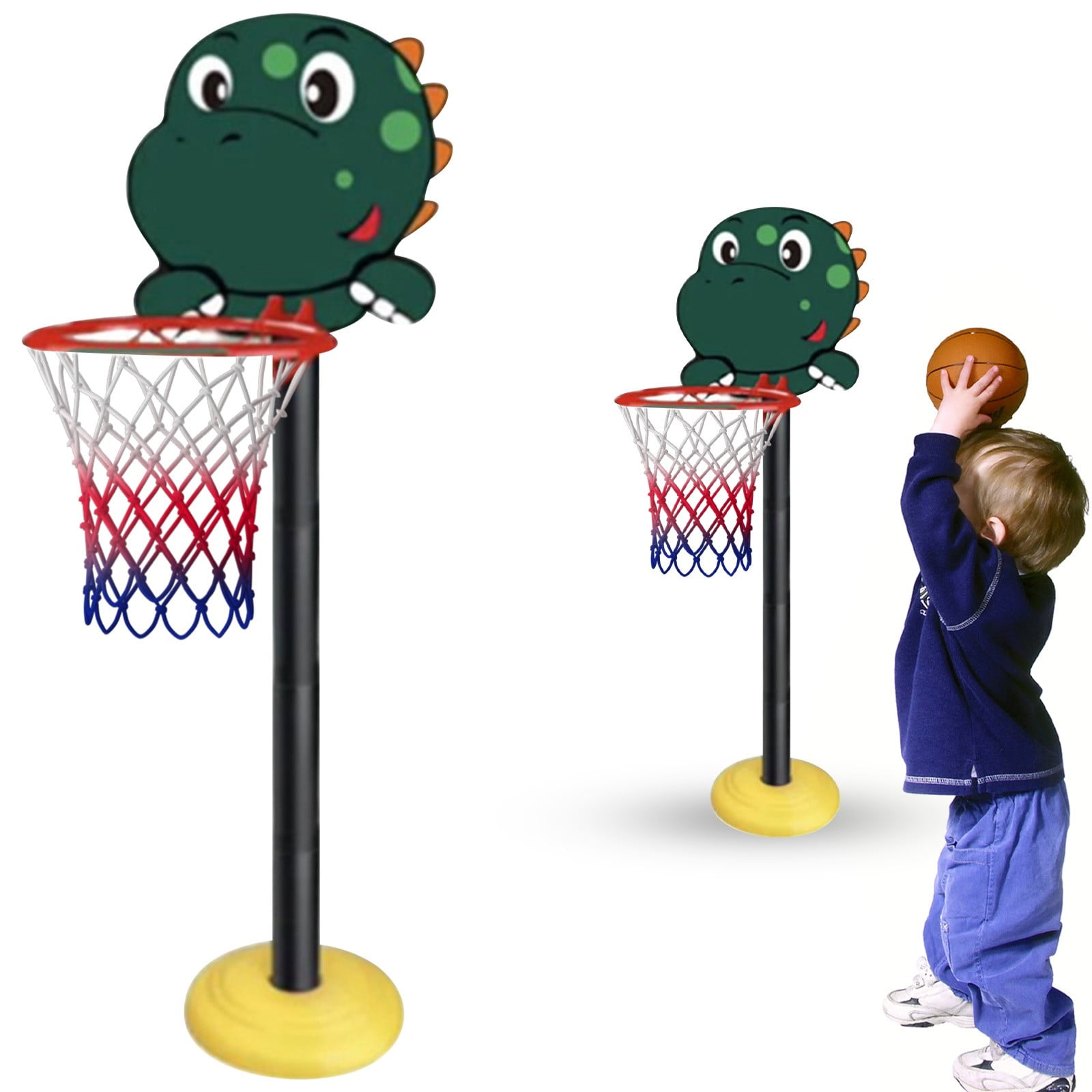 Adjustable Height Standing Basketball Hoop for Indoor and Outdoor Play - Kids Basketball Stand with Hanging Backboard & Sports Shooting Frame Toy for 𝗕𝗼𝘆𝘀 𝗮𝗻𝗱 𝗚𝗶𝗿𝗹𝘀