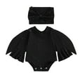 thumbnail image 2 of Gzhioc Infant Baby Girl Halloween Clothes Set Glitter Batwing Long Sleeve Romper with Bow Headband 2 Piece Halloween Outfit, 2 of 8