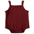 thumbnail image 1 of Newborn Baby Girl Clothes Halter Sleeveless Ribbed Knit Soild Color Jumpsuit Red 12-18 Months, 1 of 9