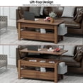 thumbnail image 4 of TOYTEXX Table Basse Relevable avec 2 Tiroirs de Rangement et Compartiment Caché, Marron, 4 of 5