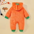 thumbnail image 4 of KAUOD Toddler Fleece Halloween Jumpsuits Pumpkin Graphic Fuzzy Hooded Romper Baby Boys Thick Warm Pullover Bodysuit Outfits, 4 of 9