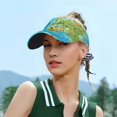 thumbnail image 5 of Daiia World Map With Animals Landmarks Pattern Sport Sun Visor Hats Visor Cap Adjustable Empty Top Baseball Cap Cotton Ball Caps for Women and Men, 5 of 7