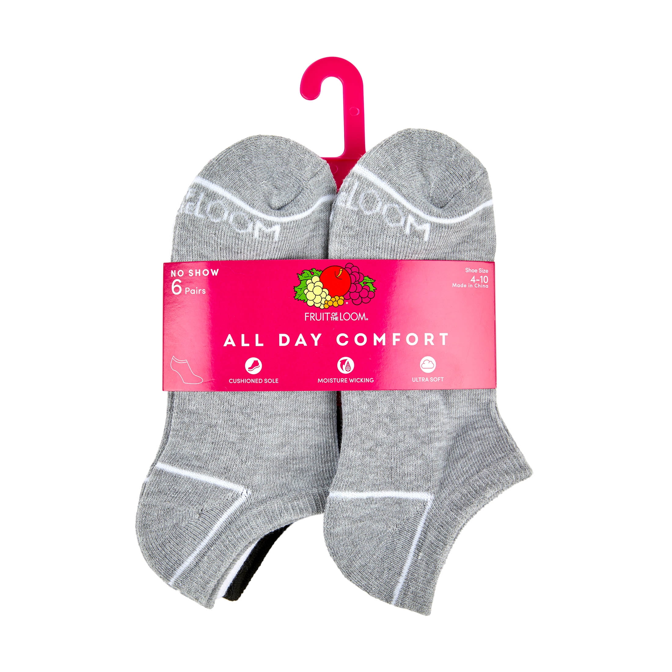 Fruit of the Loom All Day Comfort Women's Socks, Sizes 4-12, 6-Pack