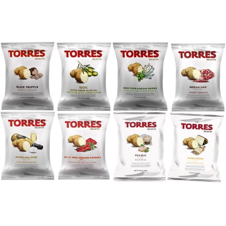 Popular Flavors) Torres Spanish Potato Chips Patatas Fritas Variety Pack Made in Barcelona, Spain (8 Pack)