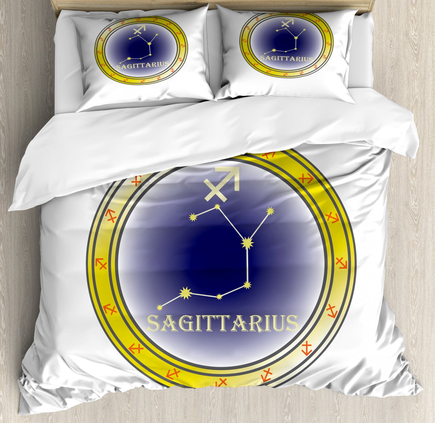 Zodiac Sagittarius King Size Duvet Cover Set, Constellation Pattern