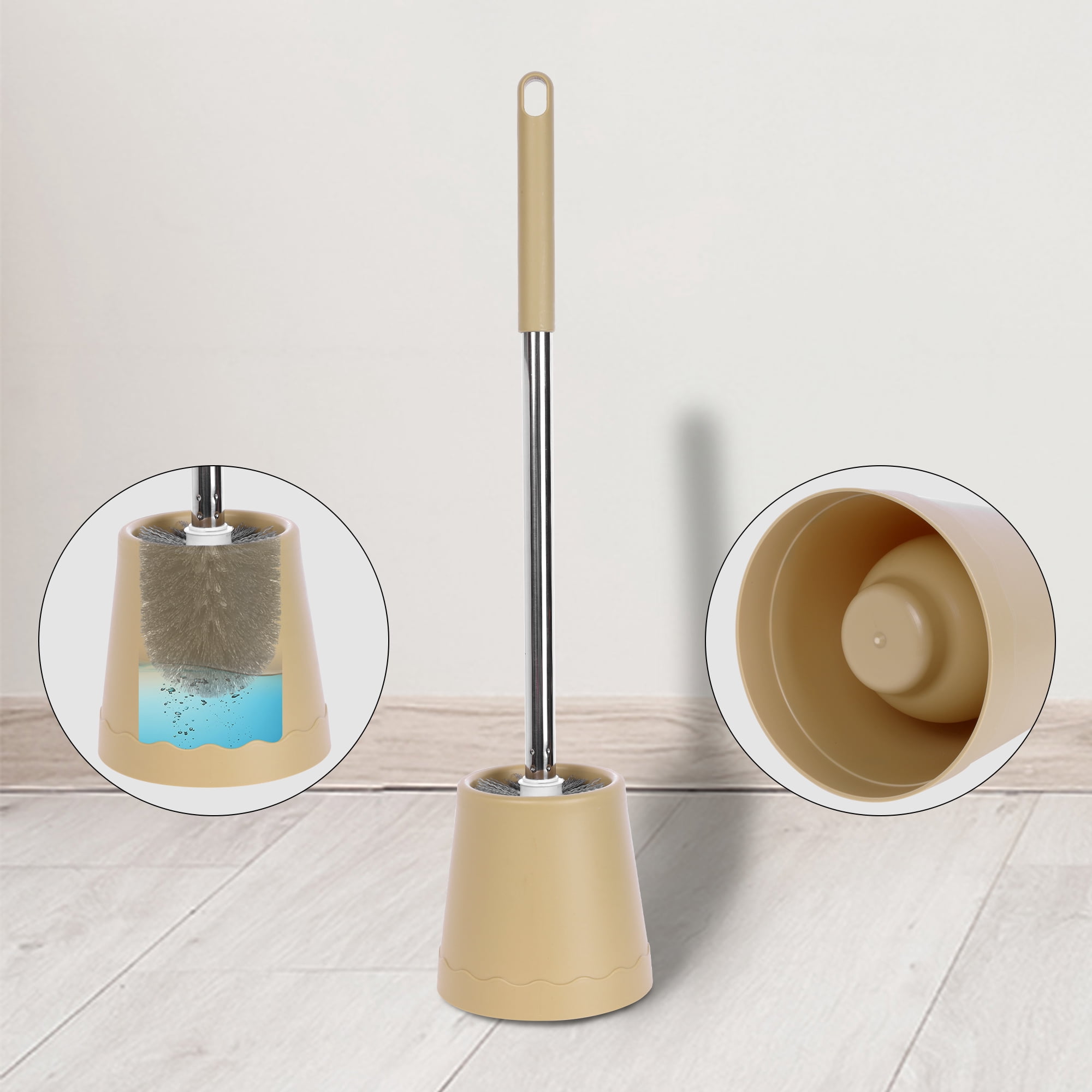 REGALWOVEN Toilet Brush Round Head Stainless Steel Durable Grip Handle Compact Size Toilet Bowl Brush Holder Bathroom Essentials Yellow 2pk