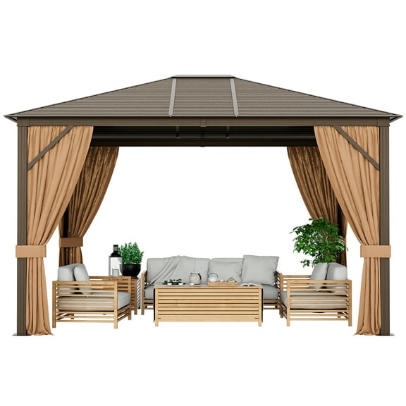 Costway 12' x  10' Patio Hardtop Gazebo W/ Galvanized Steel Top Aluminum Frame Outdoor