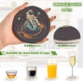 thumbnail image 2 of Yayeee 6 PCS Drink Coasters with Holder Set Woven Absorbent Round Tabletop Hot Pad, Black Astronaut Record, 2 of 7