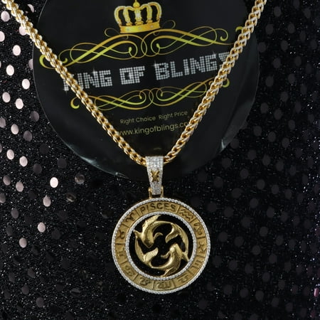 King of Bling's 1.77ct Cubic Zirconia Sterling Yellow Silver PISCES Pendant For Men's & Women's