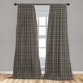 thumbnail image 5 of Ambesonne Checkered Curtains, Colorful Retro Style, Pair of 28"x63", Blue Green Orange, 5 of 5