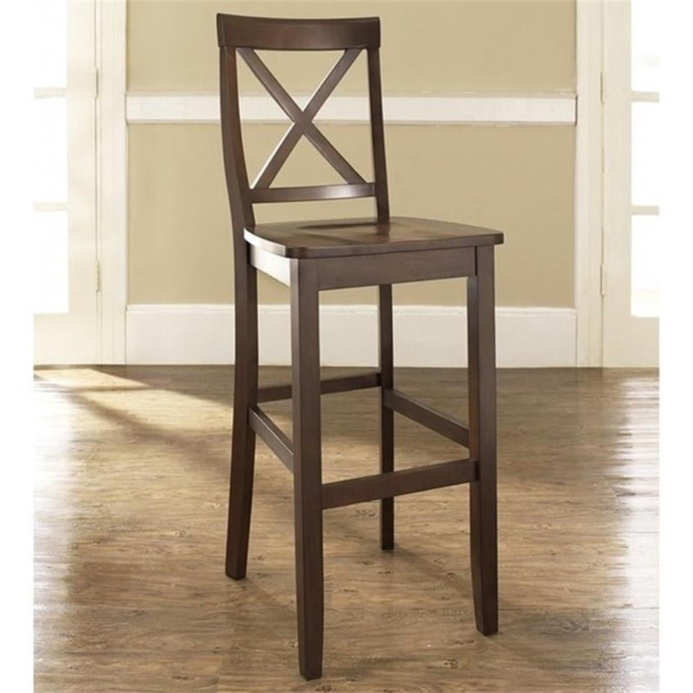 Crosley Furniture 30" Wood X Back Bar Stool in Mahogany (Set of 2)