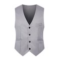 thumbnail image 2 of Joernso Simple Solid Color Men Suit Vest Slim Fit V-neck Sleeveless Single Breasted Leisure Party Bar Banquet Dress Waistcoat Workwear, 2 of 8