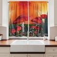 thumbnail image 2 of Ambesonne Mushroom Kitchen Curtains, Clouds Leaves Poppies, 55"x45", Orange Red Taupe, 2 of 3