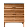 thumbnail image 6 of JONATHAN Y Calandre 30 in. W x 18 in. D x 33 in. H, Thin Linear Slat 2-Shelf, Bath Vanity Cabinet ONLY, Walnut, VAN1006B, 6 of 6