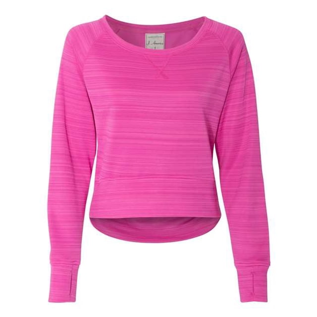 J. America-Sudadera de cuello redondo de poliéster polar para mujer-8663-XL-Passion Pnk Strp J América 8663