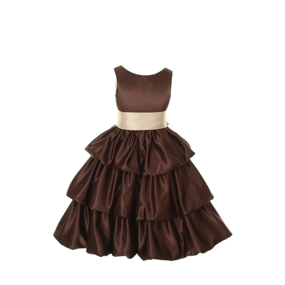 Cinderella Girls Brown Layered Champagne Sash Pick Up Occasion Dress