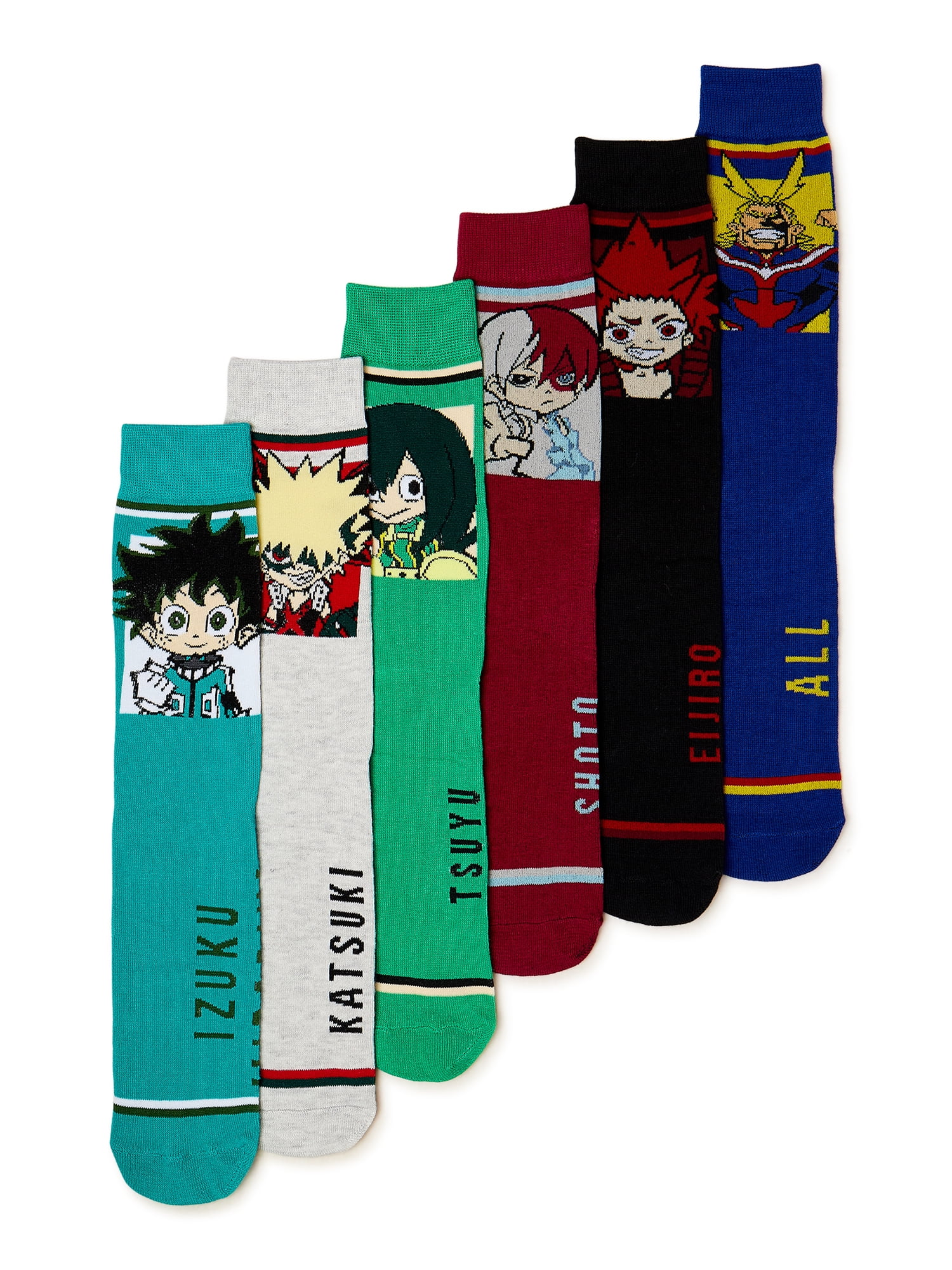 My Hero Academy Men's Crew Socks, 6-Pack