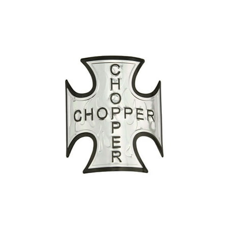 Cross Name Plate Chrome W/Flame. Bike name plate, bicycle name plate, for lowrider , beach cruiser, chopper, limo, stretch