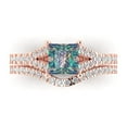 thumbnail image 2 of Clara Pucci 18K Rose Gold 3.4 Synthetic Blue Moissanite Engraveable Engagement Ring + Wedding Band Set, 2 of 7