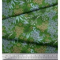 thumbnail image 2 of Soimoi Green Modal Satin Fabric Leaves & Floral Hand Drawn Printed Fabric 1 Yard 42 Inch Wide, 2 of 2