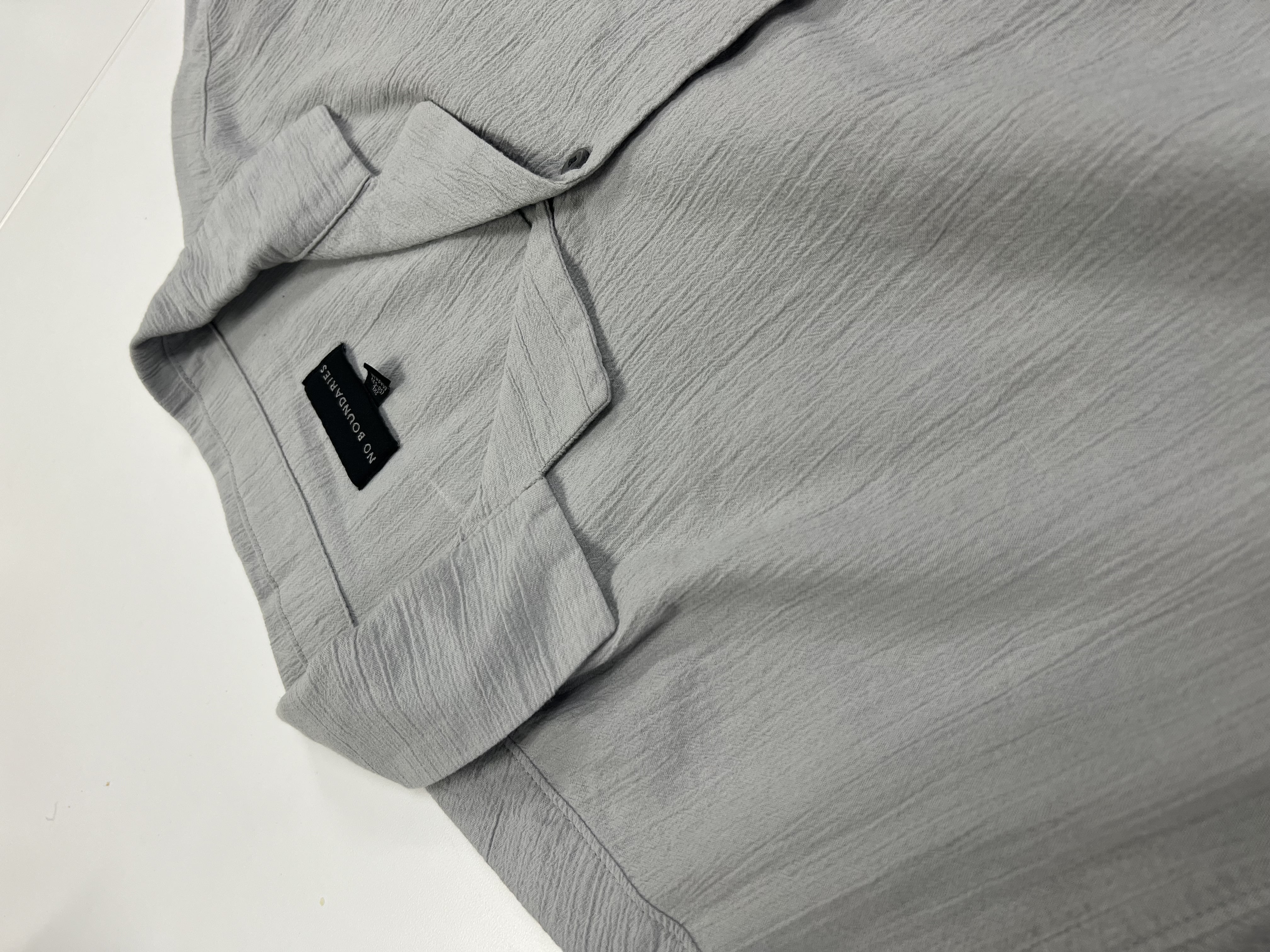 No Boundaries Men's and Big Men's Cotton Crinkle Button Front Shirt with Short Sleeves, Sizes XS-3XL