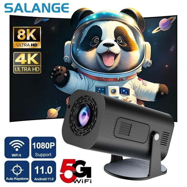 Salange 1080p HD Support 4K 8K Native with Wifi6 BT5 Mini Smart Pocket Projector Android 11
