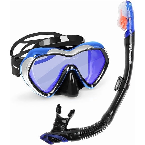 Yimserk Kids Swim Goggles with Nose Cover, Anti-Fog Tempered Glass Diving Mask for Kids 6-14, Leak-Proof Silicone Skirt, Adjustable Strap, Swimming Goggles for Boys and Girls