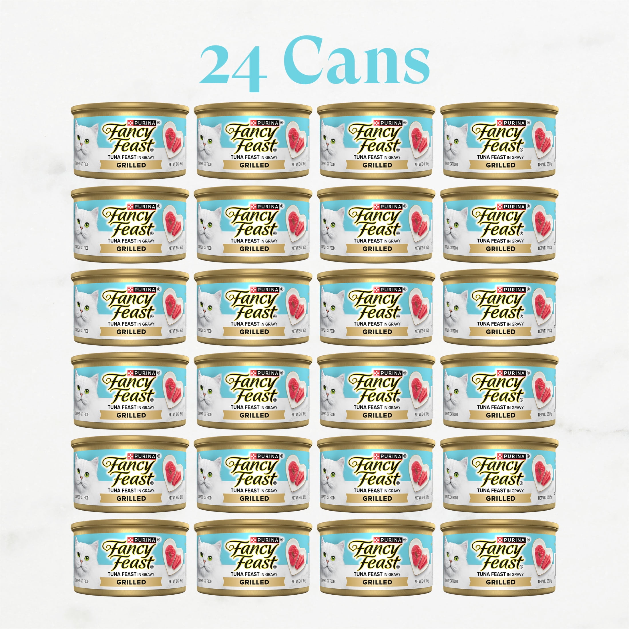 Purina Fancy Feast Grilled Tuna Feast Gourmet Wet Cat Food in Savory Gravy, 3 oz, 24 Pack