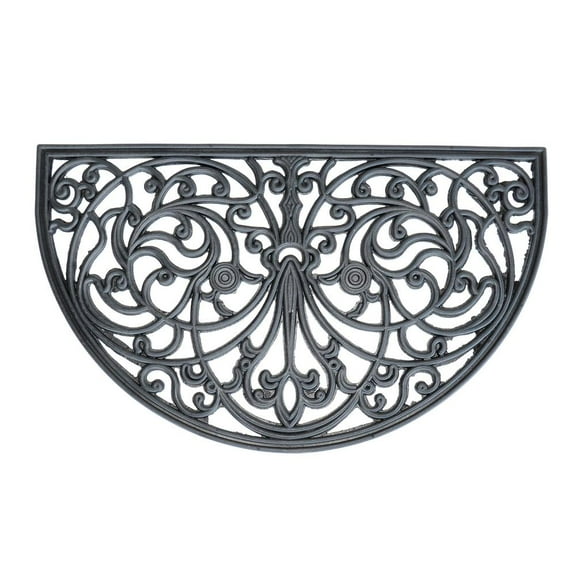AmeriHome Arc Shape Decorative Scrollwork Rubber Entry Mat 18 in. x 30 in. 2 Piece Set