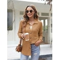 thumbnail image 4 of Womens Long Sleeve Button Down Shirts Waffle Knit Shacket Jacket Oversized Blouses Tops, 4 of 6