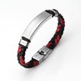 thumbnail image 1 of Pulsera de cuerda trenzada de cuero de oveja Vintage para hombre, pulsera de acero de titanio a juego con letras de estudiantes para parejas LingWen 9024735114888, 1 of 1