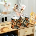 thumbnail image 3 of Yayeee 2 Pack Qtip Holder Bathroom Cotton Swab Canister with Lid Clear Dispenser Set, Gray Floral Pattern, 3 of 6