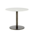 thumbnail image 3 of Maklaine 35" Round Modern Marble Bistro Table in White and Antique Bronze, 3 of 4