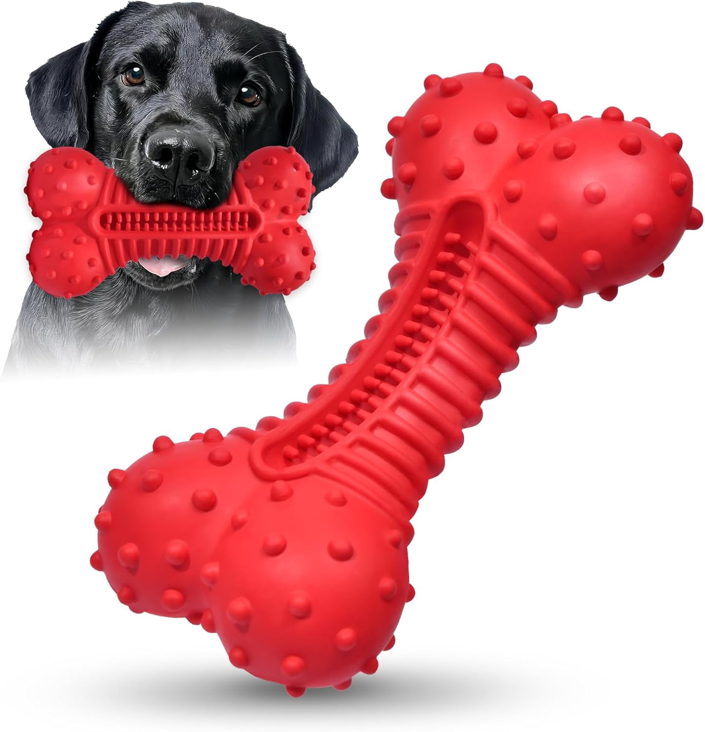 Dog Toys for Aggressive Chewers, Chew Toys for Medium Large Dogs, Durable Natural Rubber Toys with Bacon Flavor, Indestructible Dog Toy,Blue