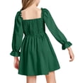 thumbnail image 3 of Langwyqu Solid Color Square Neckline Girls Lantern Sleeve Dress For 4-14 Y, 3 of 5