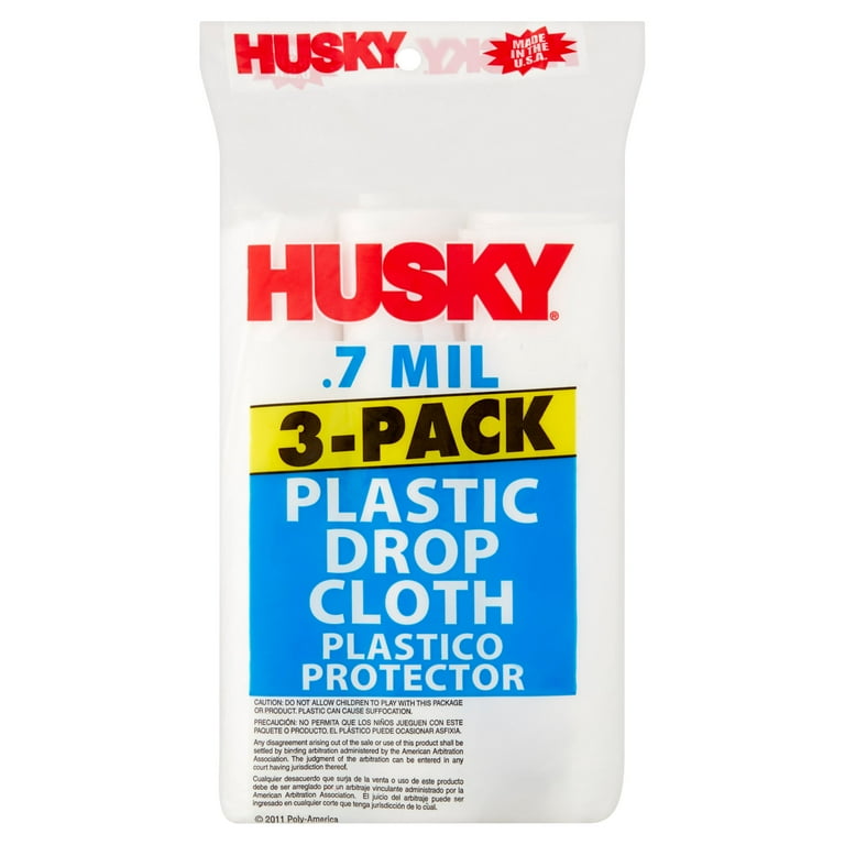 Husky Plastic Drop Cloth, 0.7 Mil, 3-Pack Husky Plastic Drop Cloth, 0.7 Mil, 3-Pack