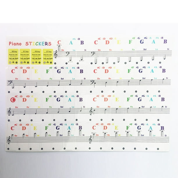 Pegatinas de teclas de piano 88 teclas 61 teclas 54 teclas Teclas de teclado de piano Película Órgano electrónico Pegatinas musicales