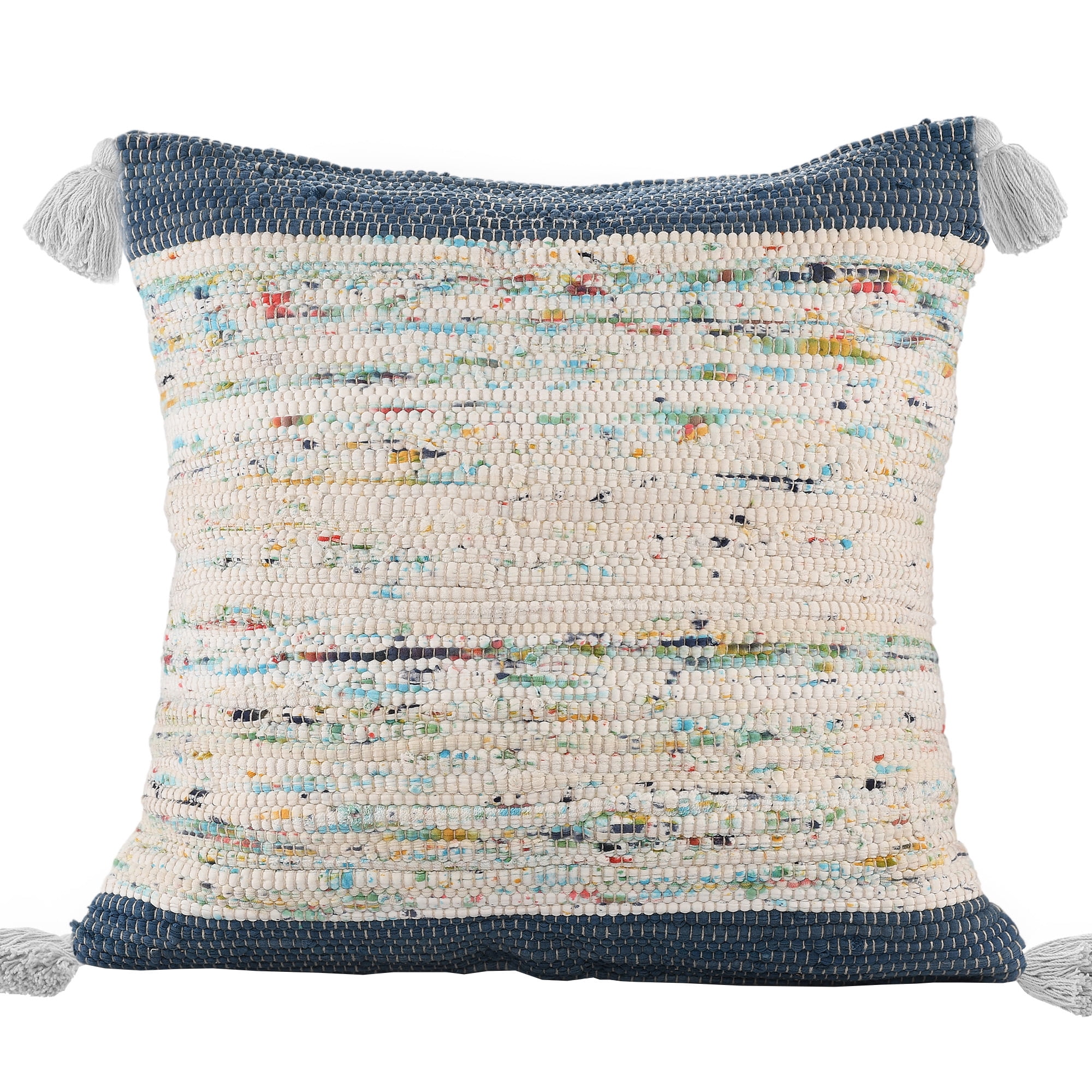 Harlow Hill Luma 20" x 20" Color Block Cotton Adult Decorative Feather Filled Pillow, Ensign Blue/Multi