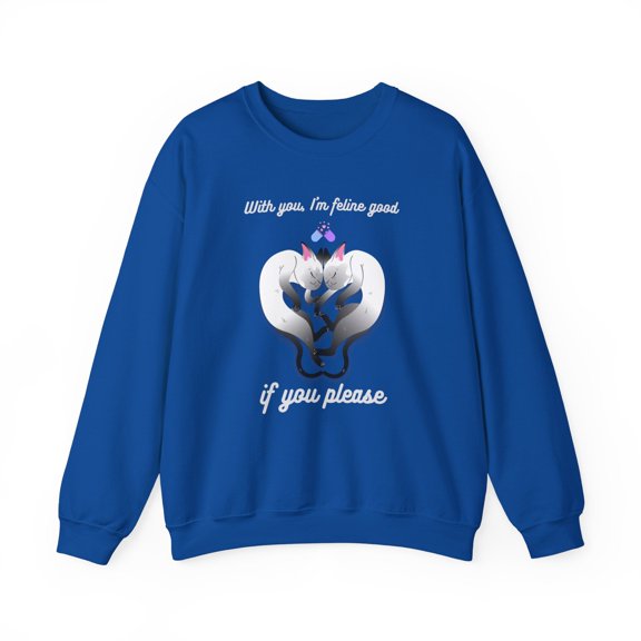 Double Cat Heart Sweatshirt, Heart Sweatshirt, Cat Sweatshirt, Valentine's Day Sweatshirt, 50/50 Cotton-Poly Animal Sweatshirt 131